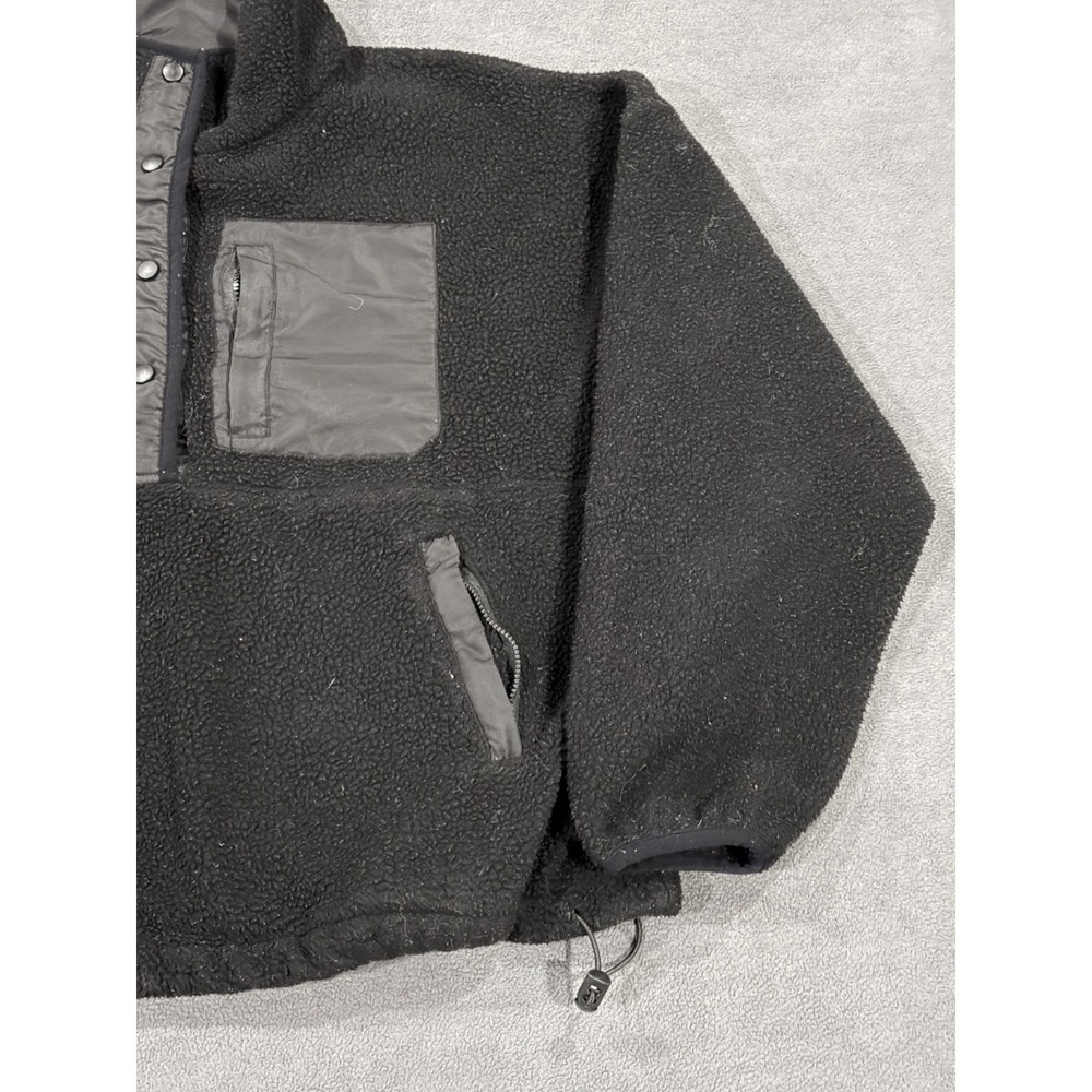 Anthropologie Wilo the Label Fleece Sweatshirt Womens Small Black Half Snap - Picture 3 of 9